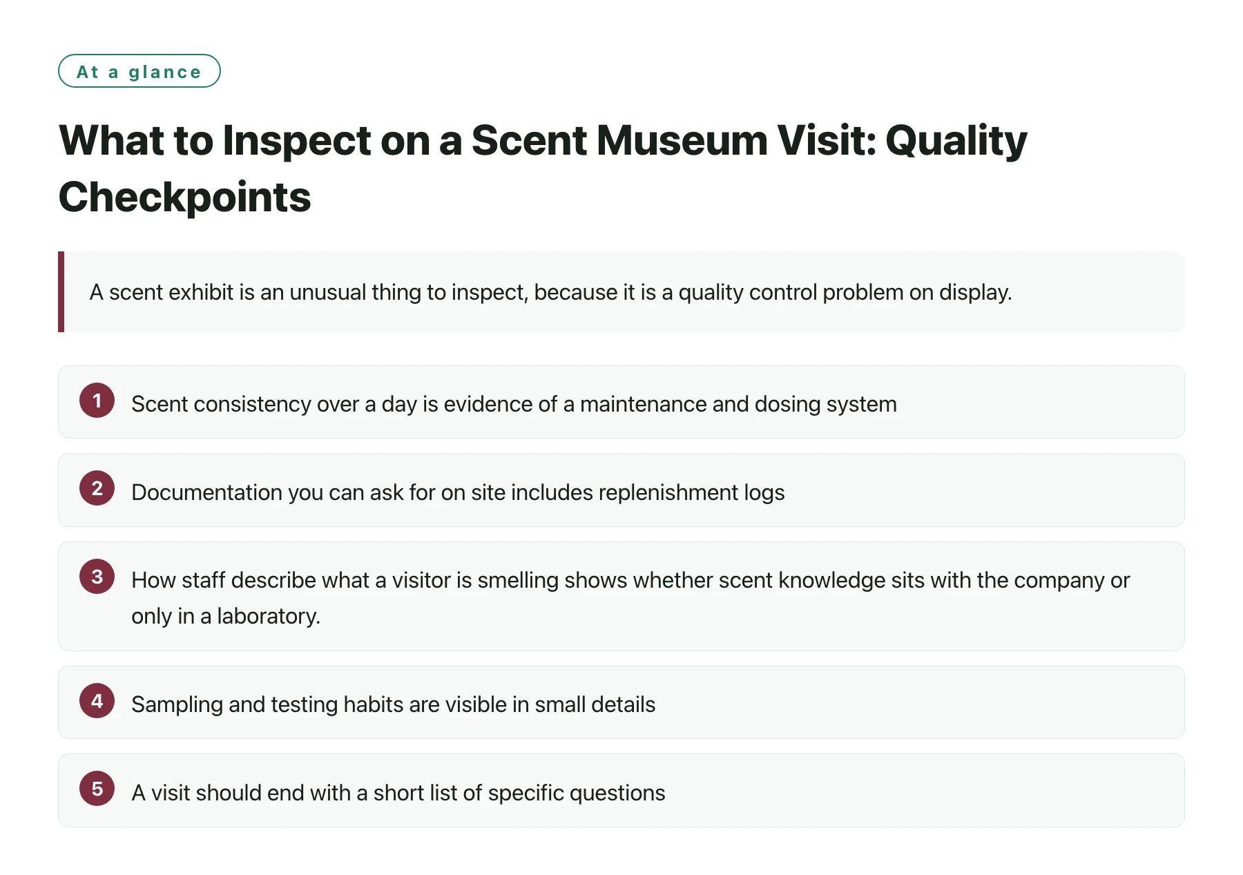 What to Inspect on a Scent Museum Visit: Quality Checkpoints——全文要点速览